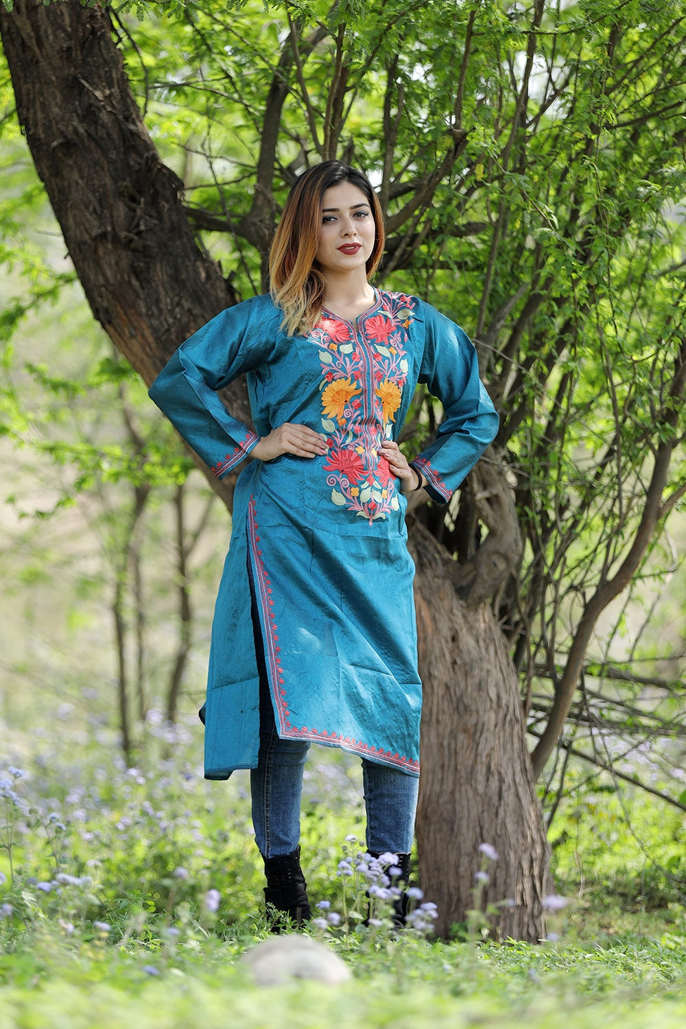 Silk stylish outlet kurtis