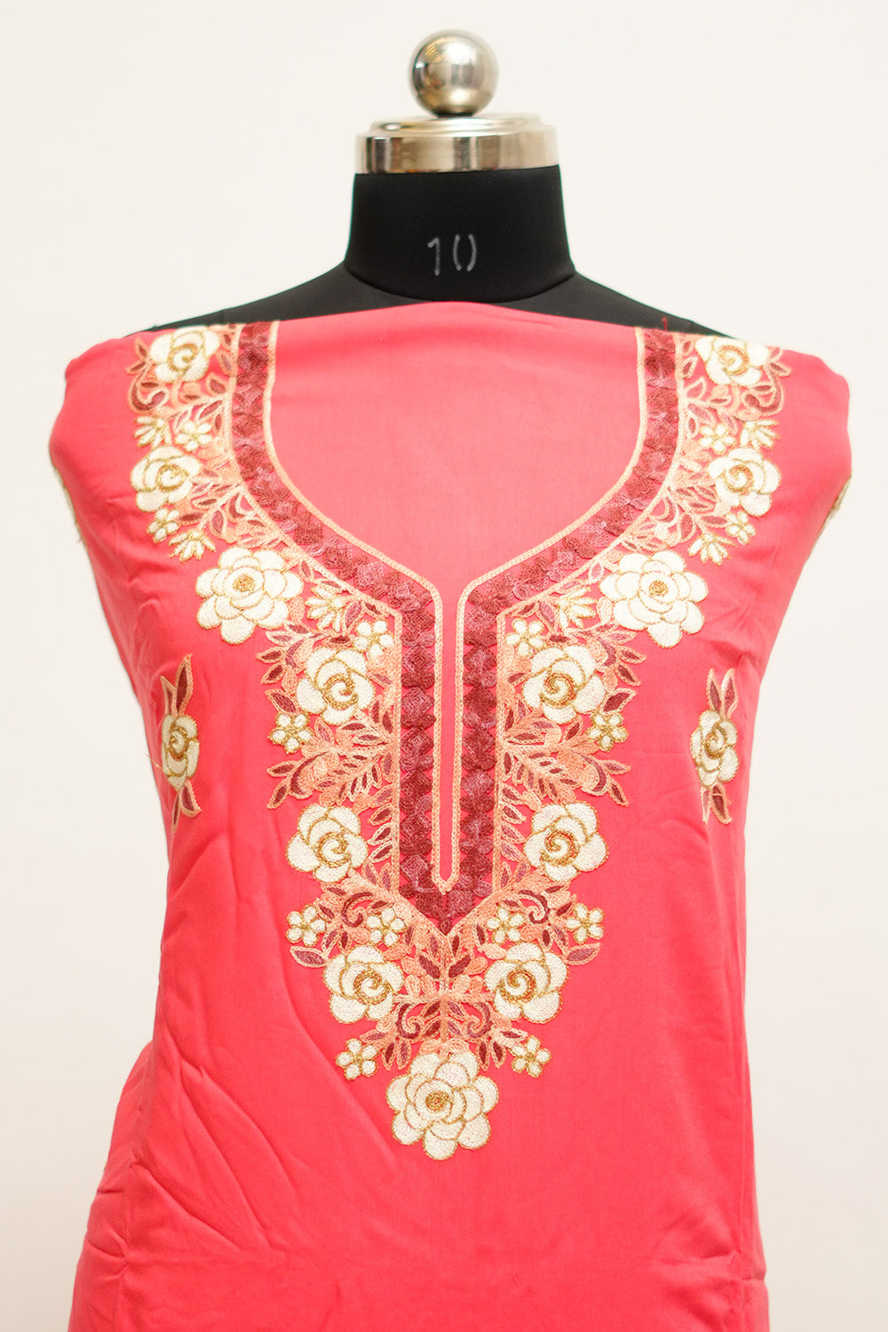 Dark Pink Colour Aari Work Salwar Kameez With Neckline