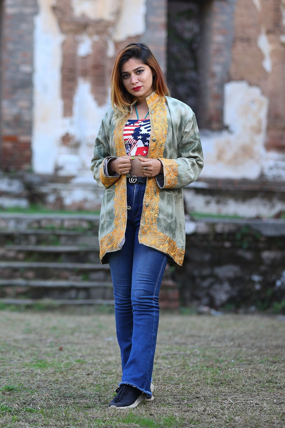 Olive Green Silk Embroidered Bundi Jacket With Kurta Set | Punit Balana –  KYNAH