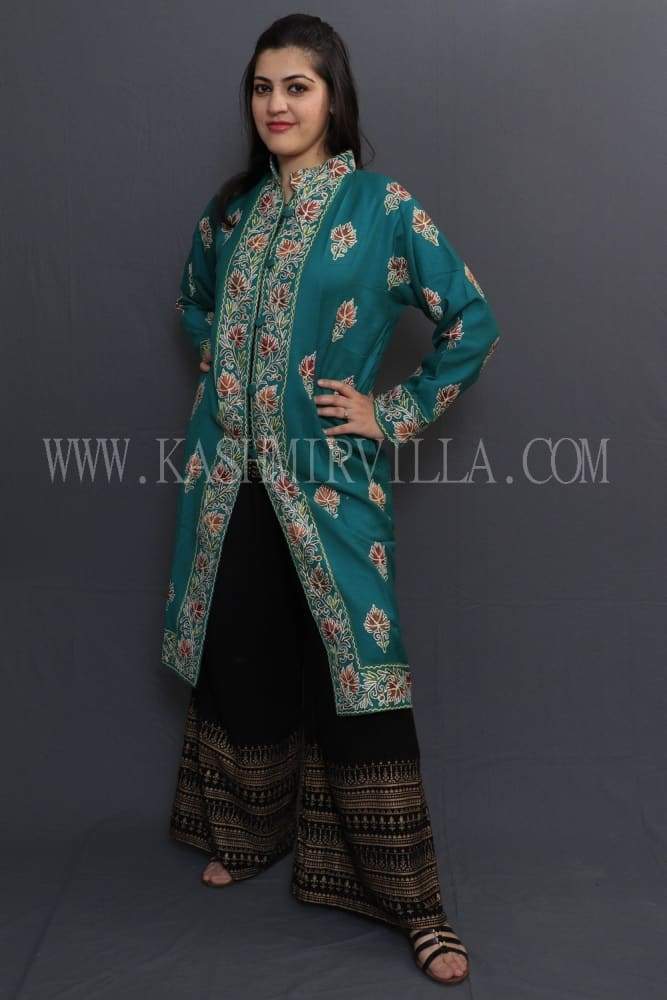 Kashmiri Short Hand Embroidered Woollen Jacket – Sands N Saffron