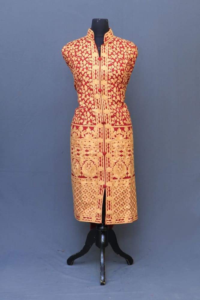 Maroon Color Sequins Work Georgette Floor Length Suit