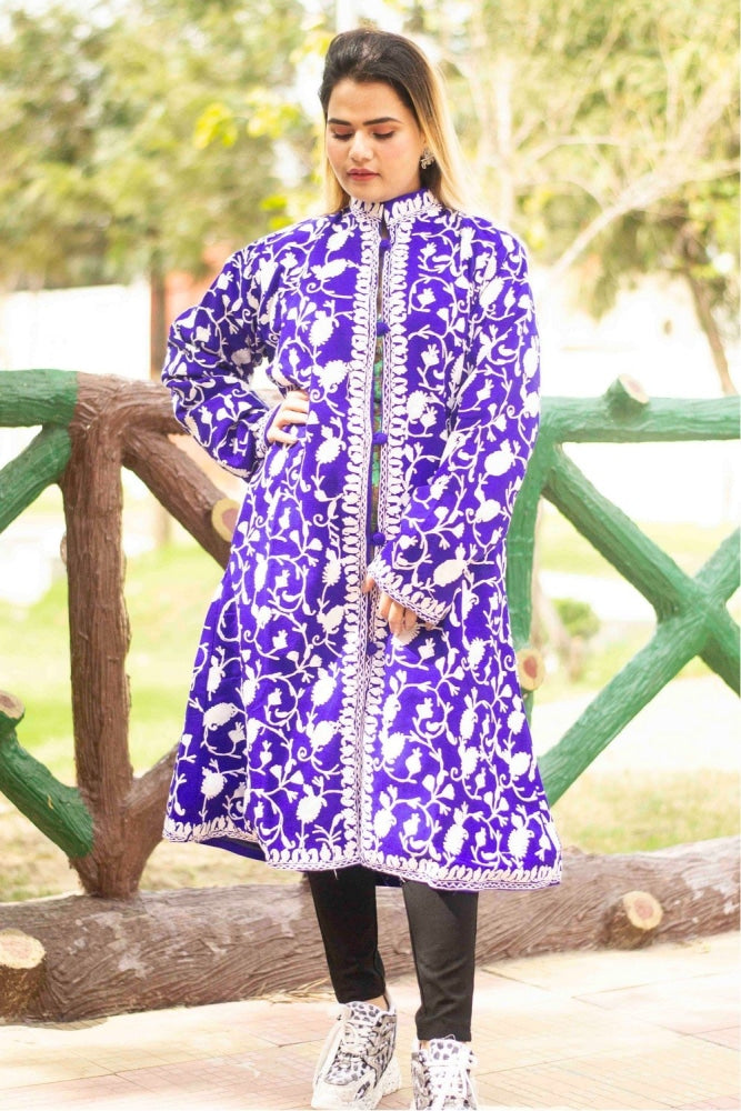 Buy Long Kashmiri Embroidered Boho Jacket with Colourful Embroidery | Kashmiri  Jacket at Best Price at KashmKari