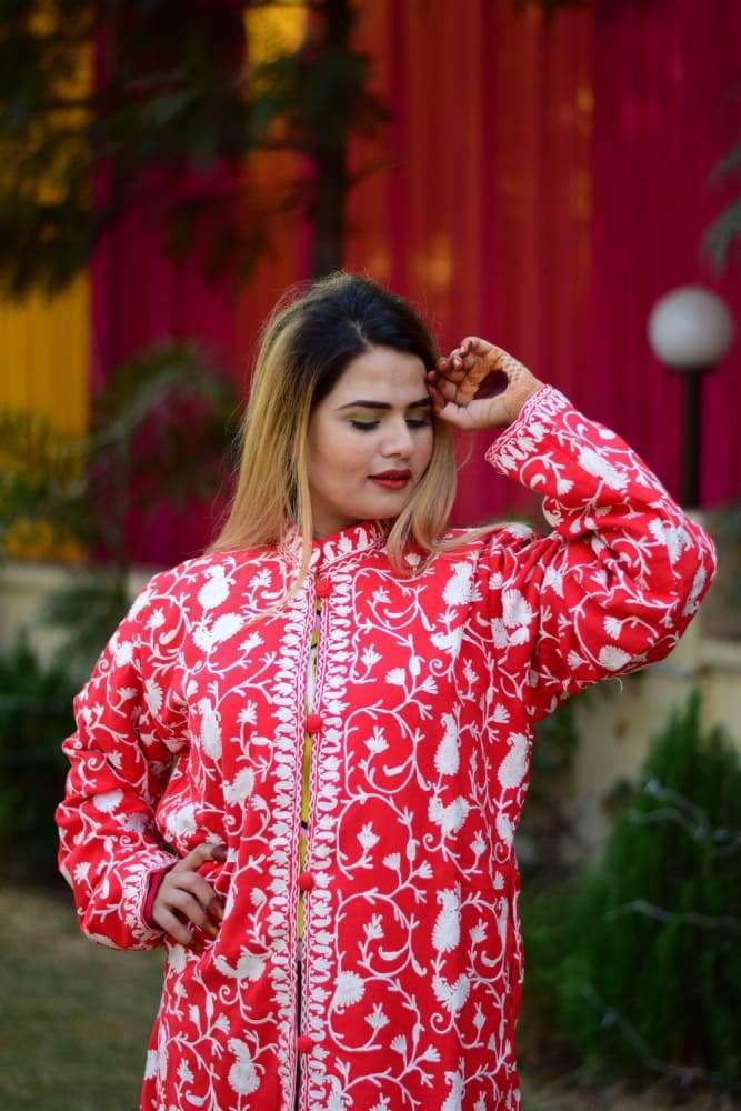 Mens Red Color Silk Kurta Pajama With Printed Modi Jacket –  ShopBollyWear.Com